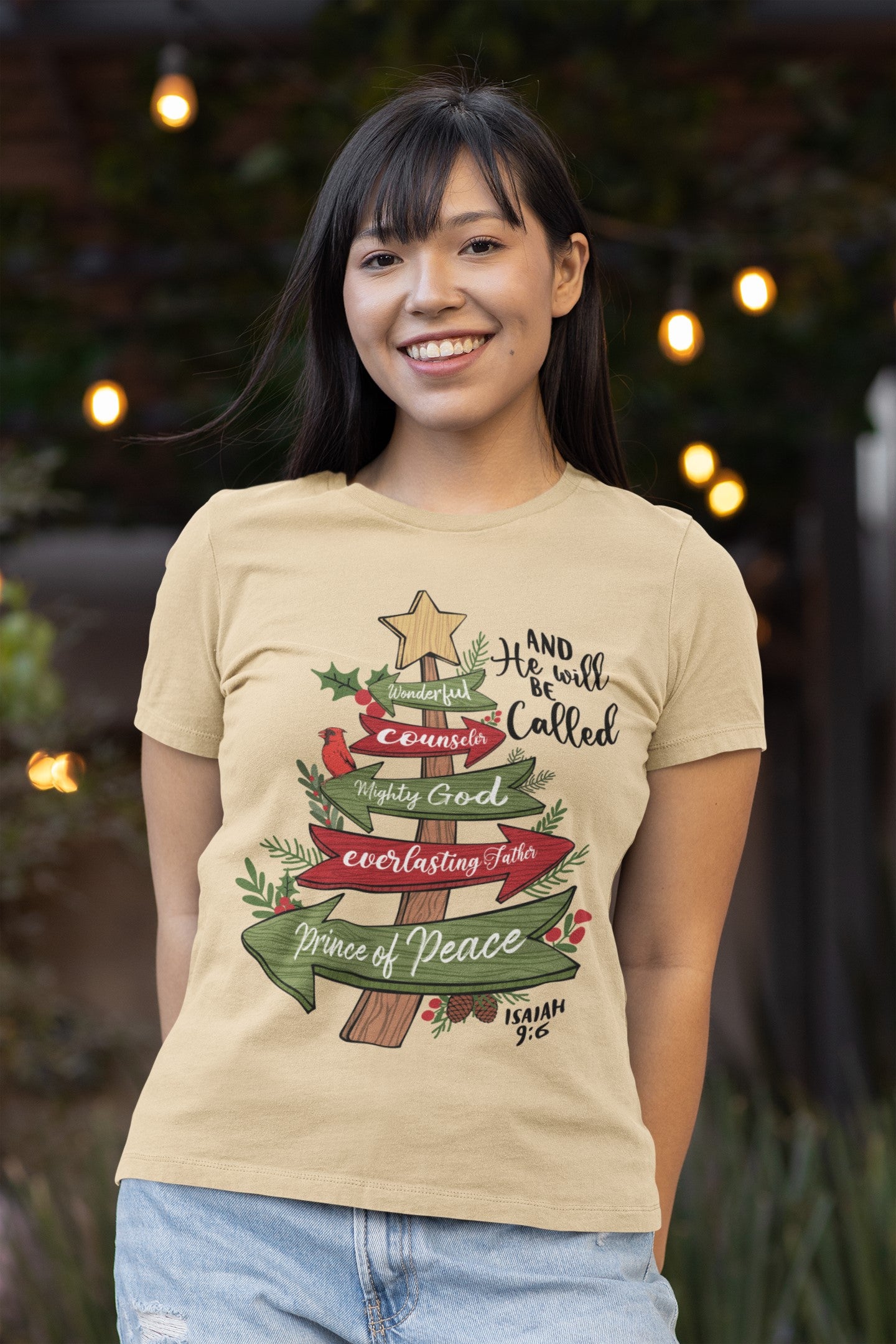 The PRINCE OF PEACE Fitted Christmas T-Shirt (S-2XL):  Women's Bella+Canvas 6004 - FREE SHIPPING