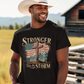 STRONGER THAN THE STORM Patriotic Christian T-Shirt (S-5XL):  Men's Medium Weight Gildan 5000 - FREE SHIPPING