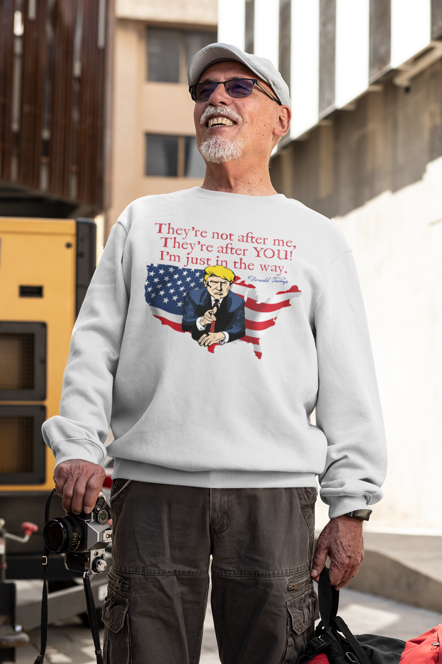 . TRUMP - THEY'RE AFTER YOU Heavy Weight Patriotic Sweatshirt (S-5XL):  Men's Gildan 18000 - FREE SHIPPING