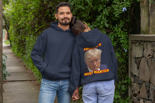 TRUMP MUG SHOT Heavy Weight Patriotic Hoodie (S-5XL):  Men's & Women's Gildan 18500 - FREE SHIPPING