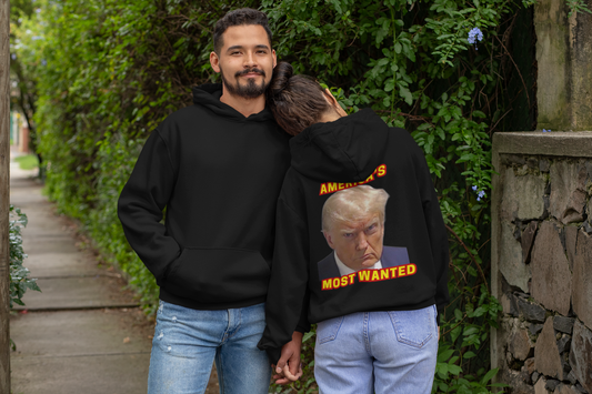 TRUMP MUG SHOT Heavy Weight Patriotic Hoodie (S-5XL):  Men's & Women's Gildan 18500 - FREE SHIPPING