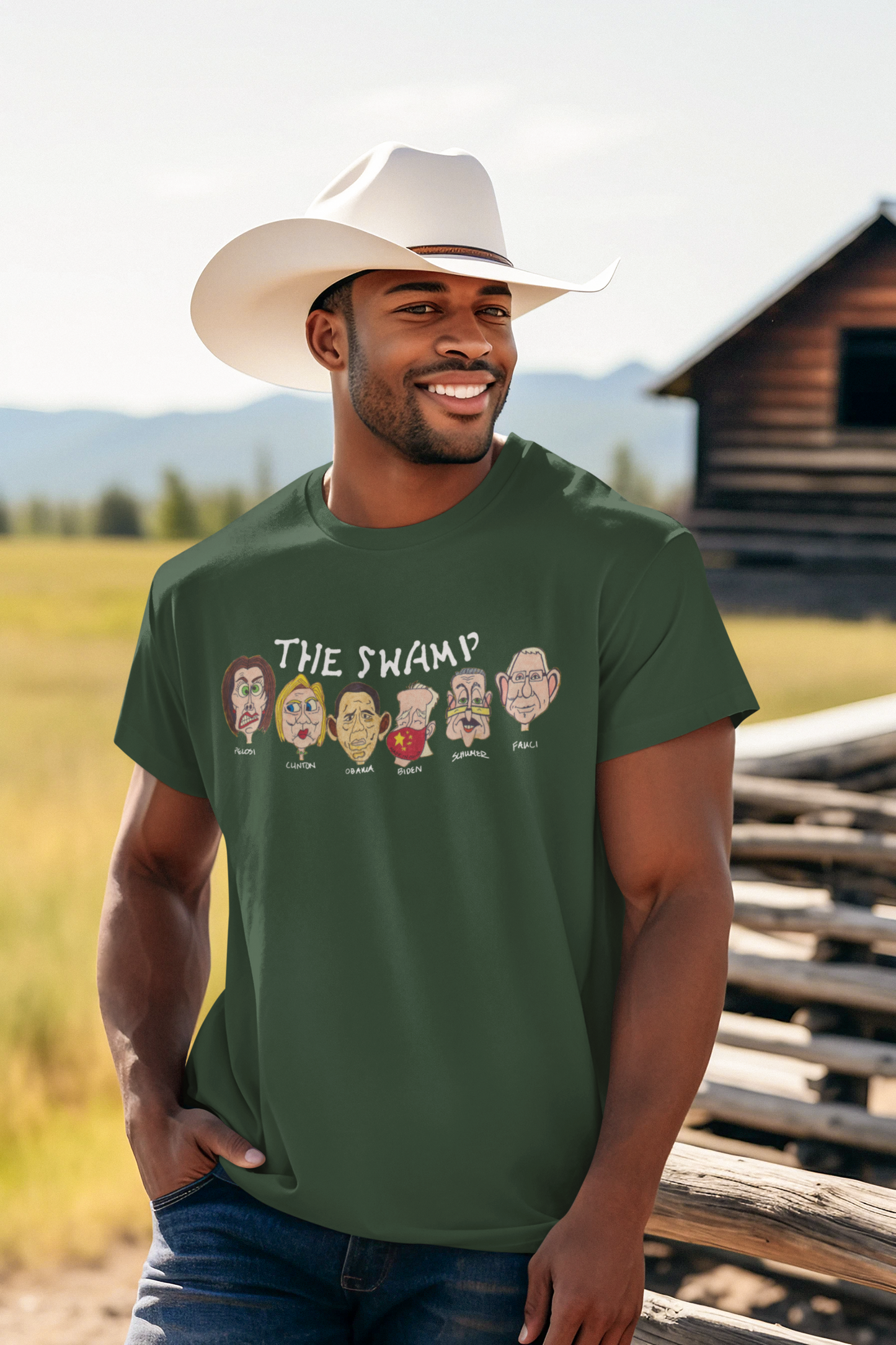 . THE SWAMP Patriotic T-Shirt (S-5XL):  Men's Medium Weight Gildan 5000 - FREE SHIPPING