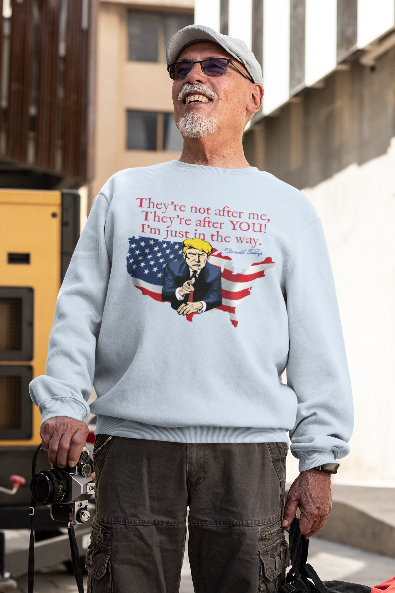 . TRUMP - THEY'RE AFTER YOU Heavy Weight Patriotic Sweatshirt (S-5XL):  Men's Gildan 18000 - FREE SHIPPING