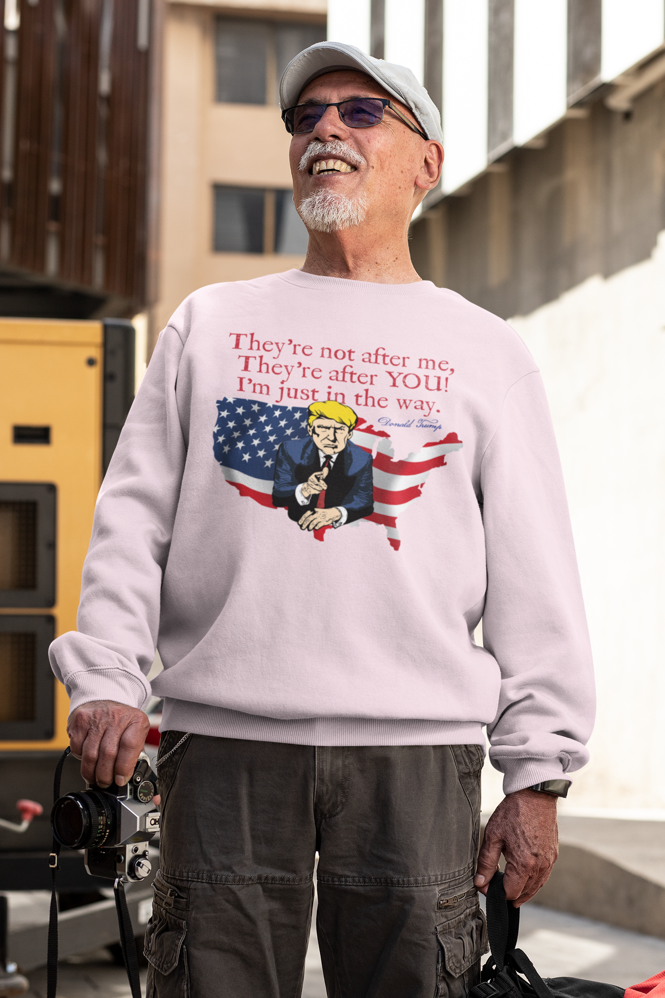 . TRUMP - THEY'RE AFTER YOU Heavy Weight Patriotic Sweatshirt (S-5XL):  Men's Gildan 18000 - FREE SHIPPING