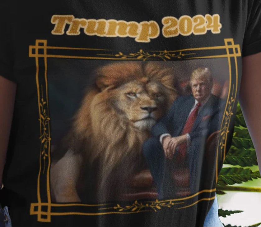 .. TRUMP 2024 Semi-Fitted Patriotic T-Shirt (S-3XL):  Women's Gildan 5000L