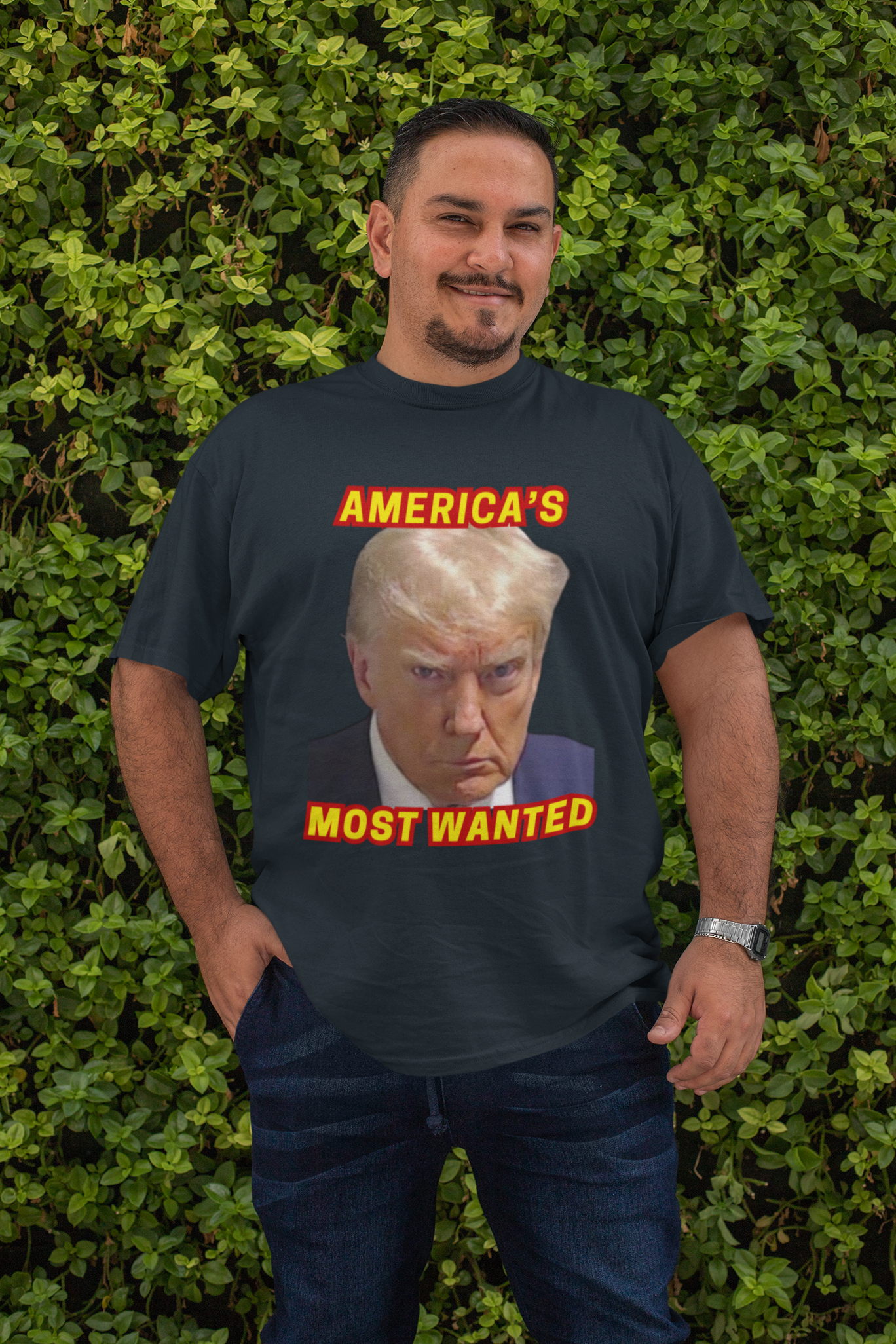 . TRUMP MUG SHOT Plus Size Heavy Weight Patriotic T-Shirt (S-5XL):  Men's Hanes Beefy-T® - FREE SHIPPING