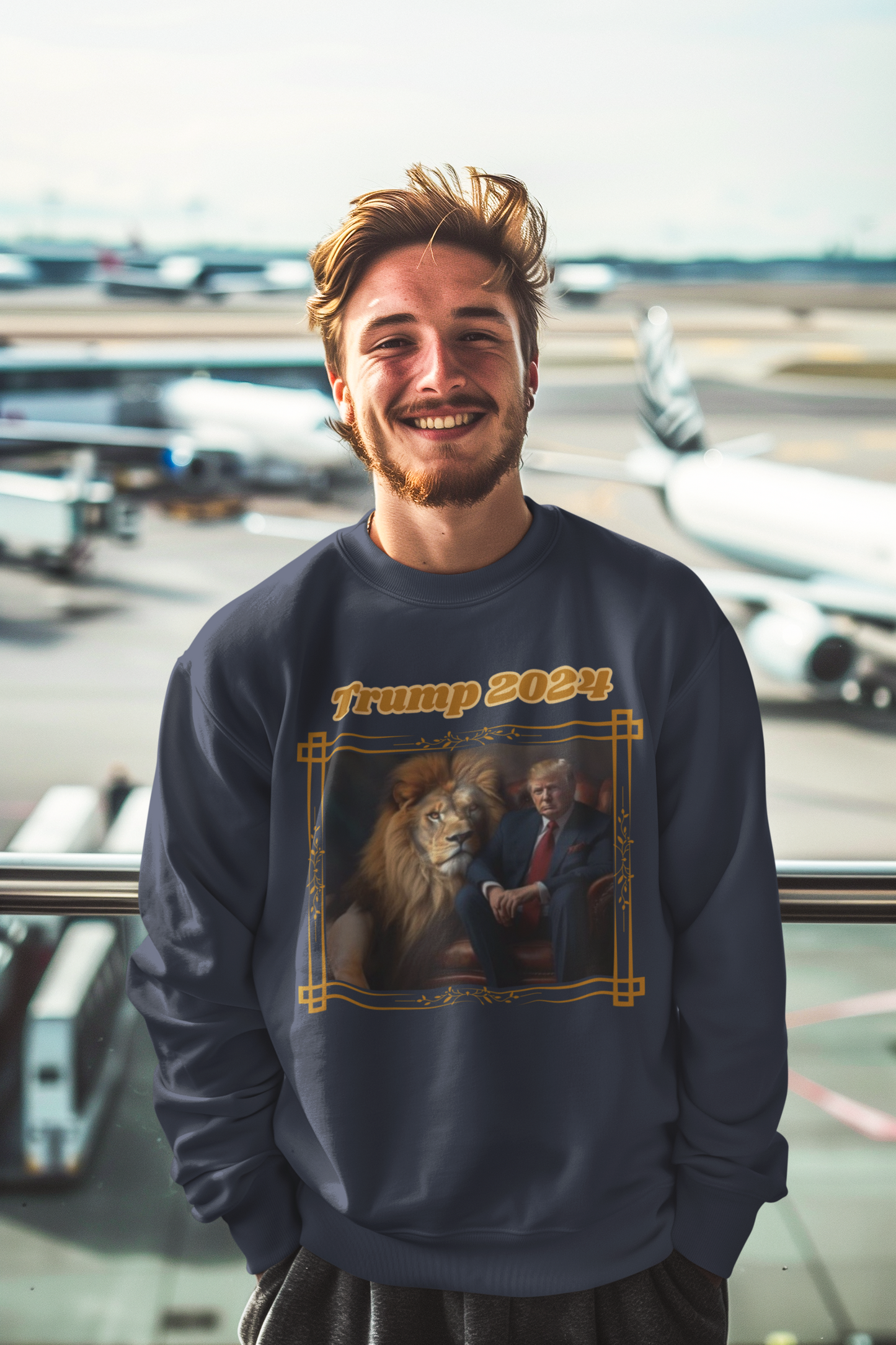 TRUMP 2024 Heavy Weight Patriotic Sweatshirt (S-5XL):  Men's Gildan 18000 - FREE SHIPPING