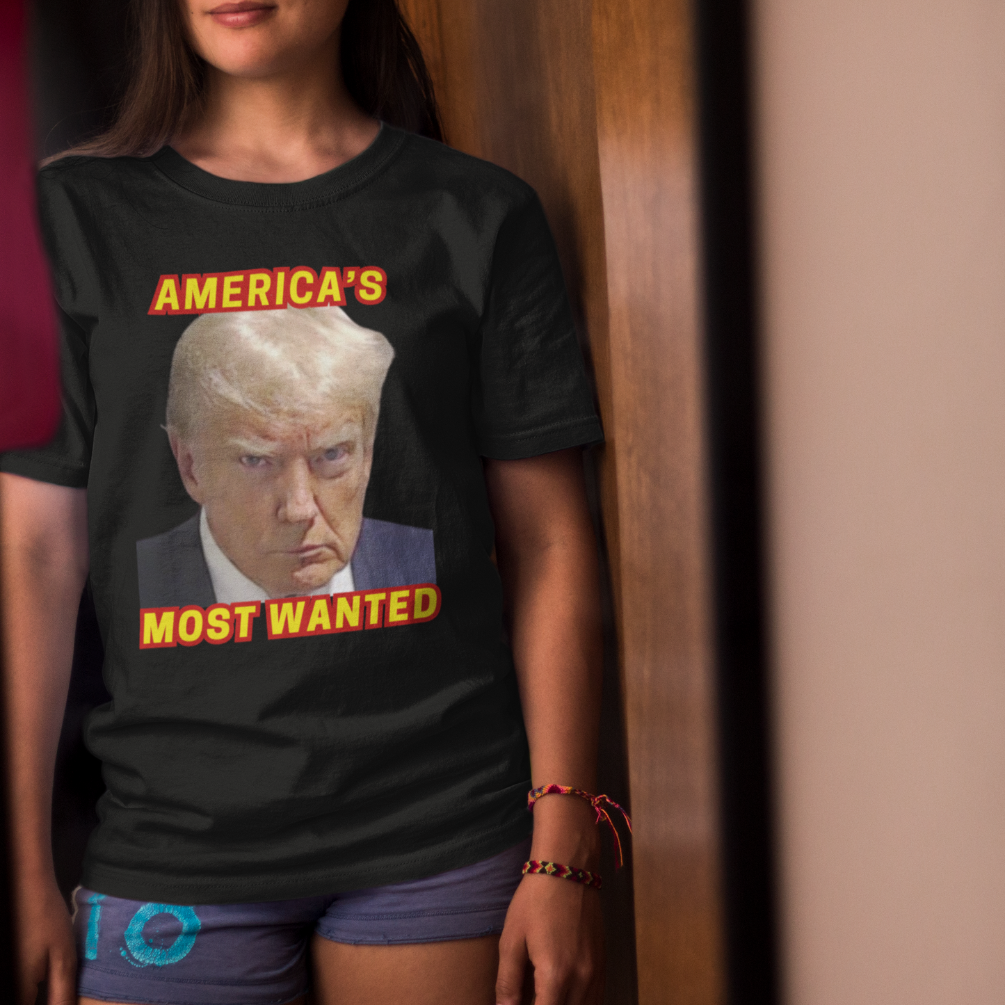 ... TRUMP MUG SHOT Classic Patriotic T-Shirt (S-5XL):  Women's Medium Weight Gildan 5000 - FREE SHIPPING