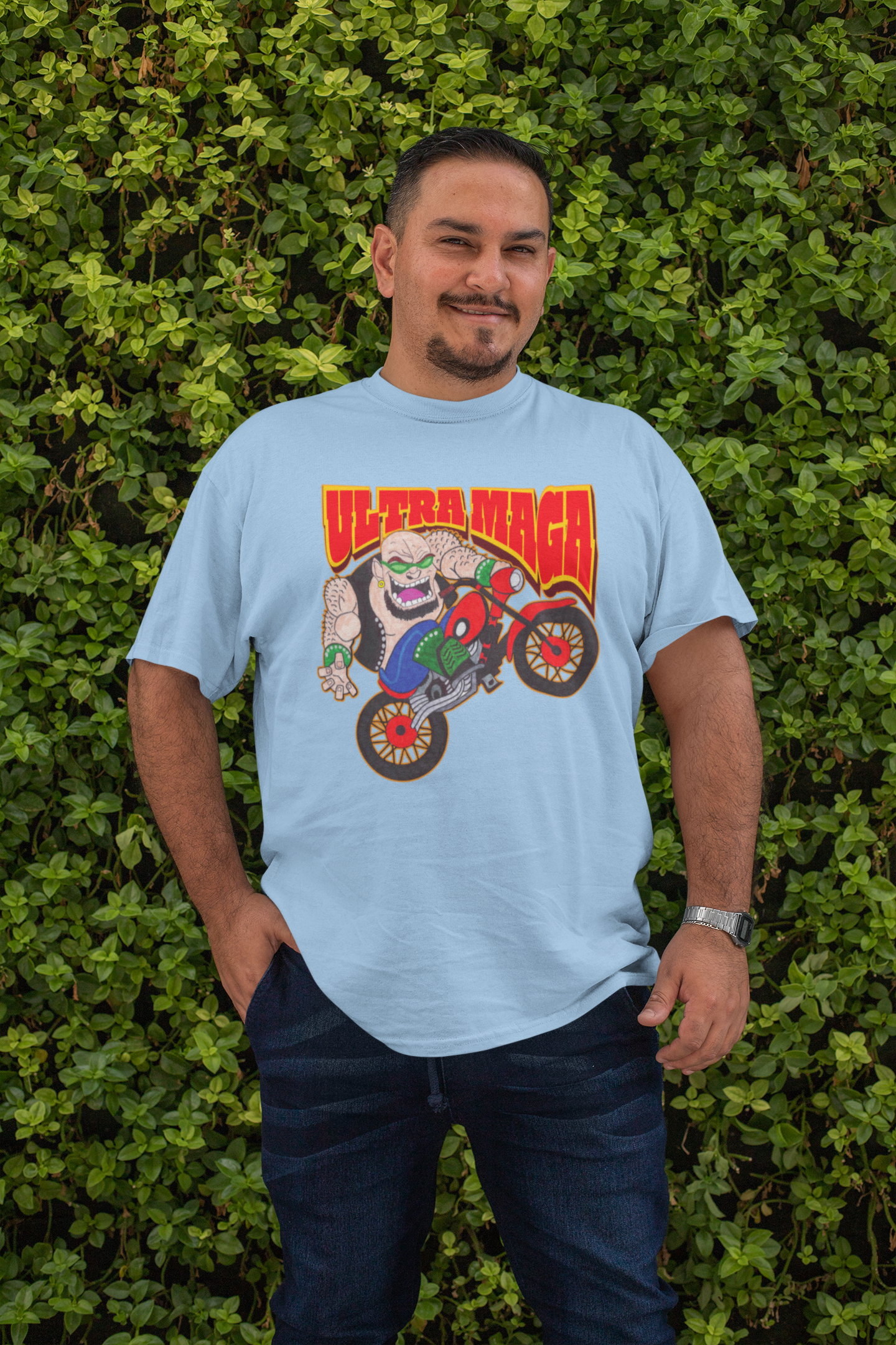 . ULTRA MAGA Plus Size Heavy Weight Patriotic Biker T-Shirt (S-5XL):  Men's Hanes Beefy-T® - FREE SHIPPING