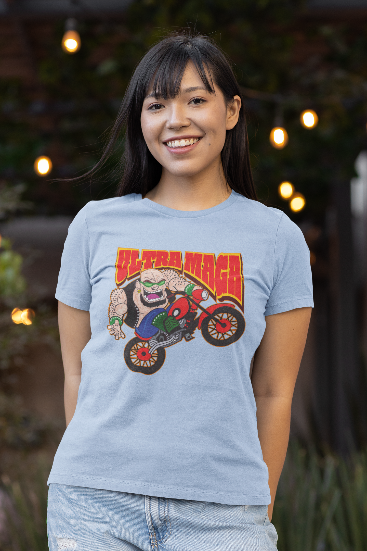 . Ultra MAGA Fitted Patriotic Biker T-Shirt (S-2XL):  Women's Bella+Canvas 6004 - FREE SHIPPING