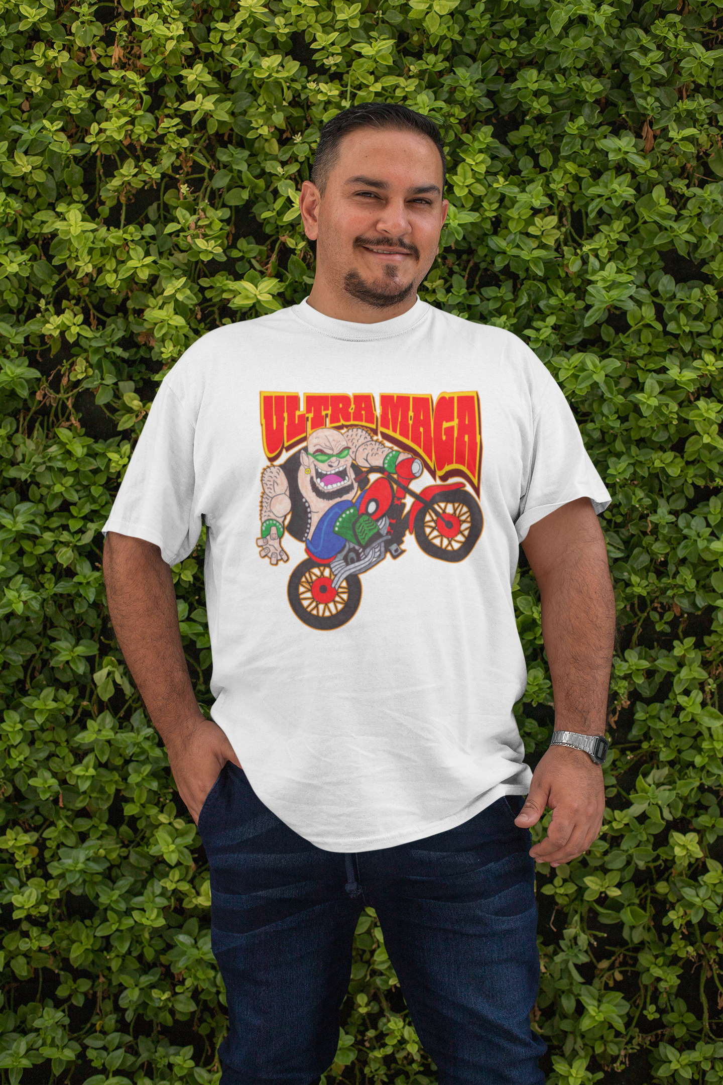 . ULTRA MAGA Plus Size Heavy Weight Patriotic Biker T-Shirt (S-5XL):  Men's Hanes Beefy-T® - FREE SHIPPING