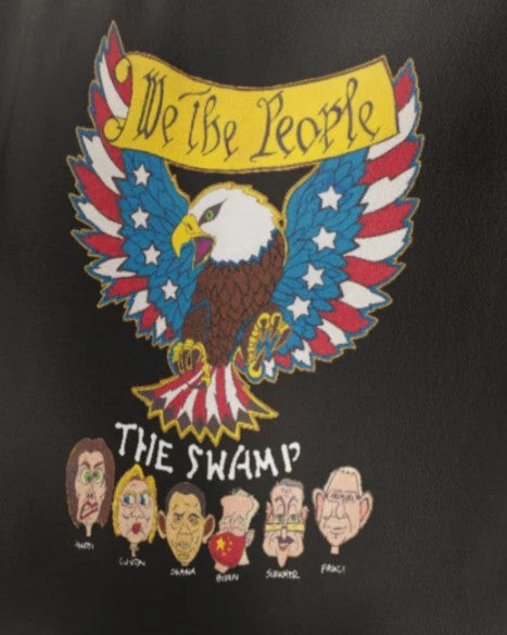 .. WE THE PEOPLE vs THE SWAMP Heavy Weight Patriotic Hoodie (S-5XL):  Women's Gildan 18500 - FREE SHIPPING