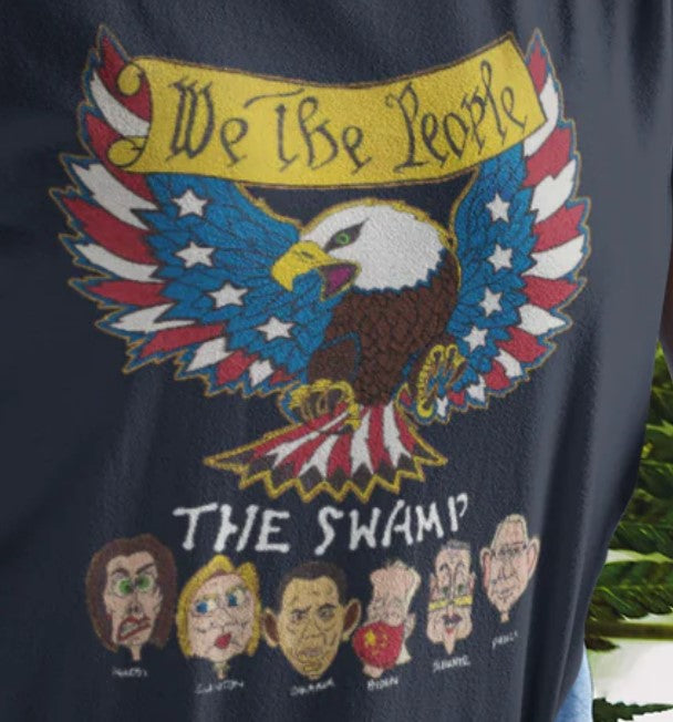 .. WE THE PEOPLE vs THE SWAMP Semi-Fitted Patriotic T-Shirt (S-3XL):  Women's Gildan 5000L - FREE SHIPPING