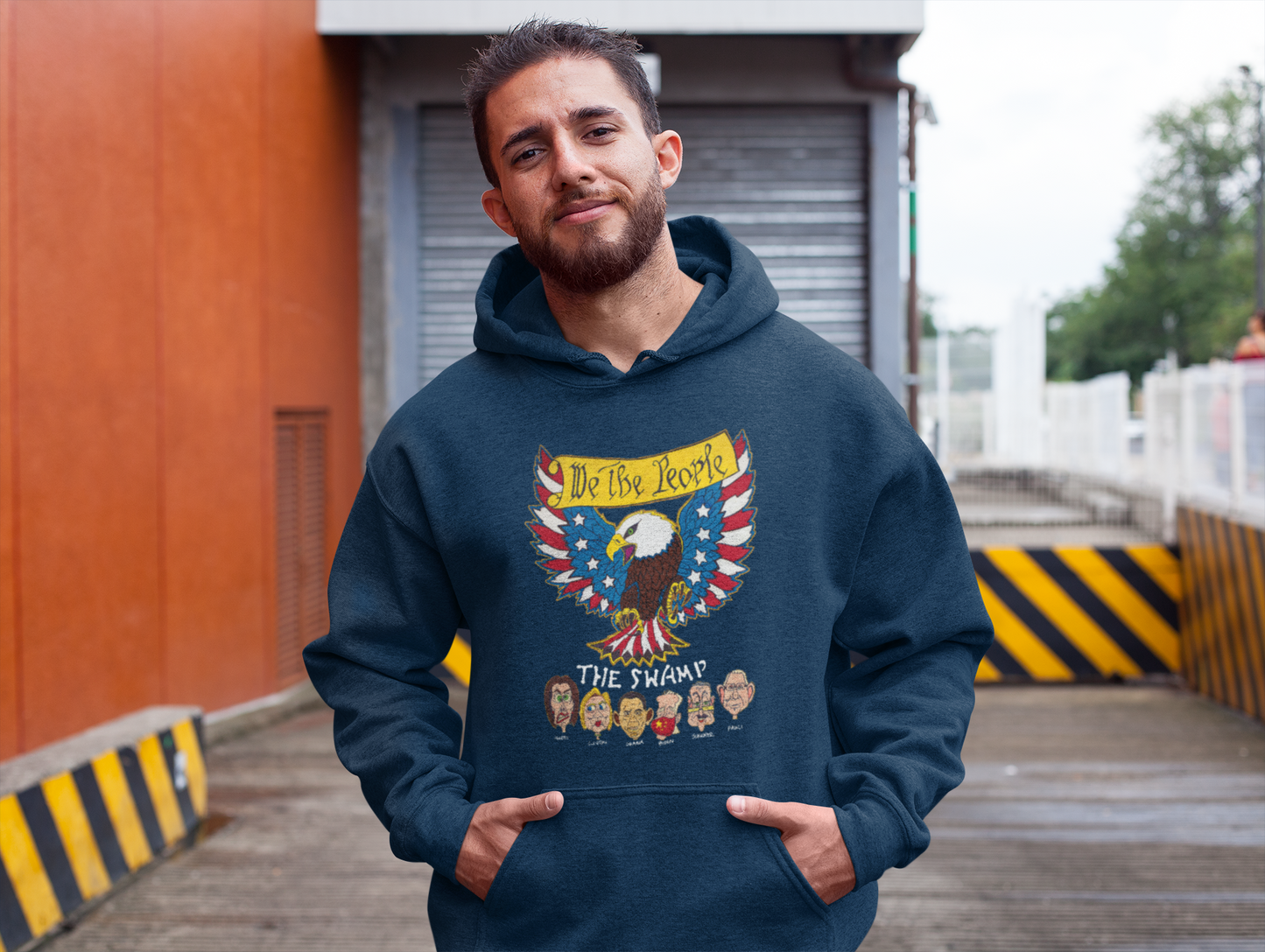 .. WE THE PEOPLE vs THE SWAMP Heavy Weight Patriotic Hoodie (S-5XL):  Men's Gildan 18500 - FREE SHIPPING