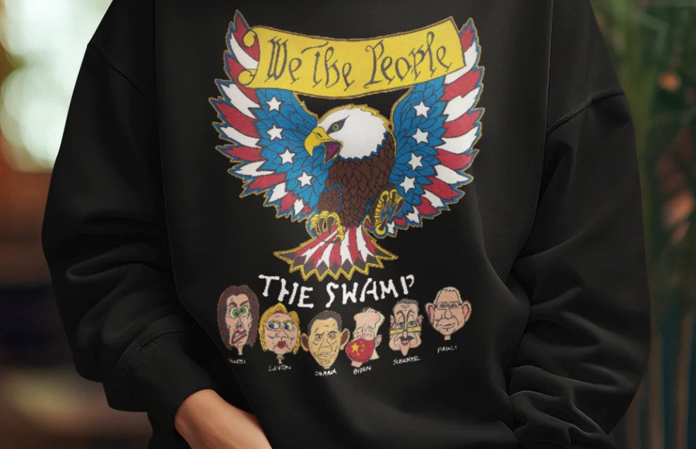 ... WE THE PEOPLE vs THE SWAMP Heavy Weight Patriotic Sweatshirt (S-5XL):  Women's Gildan 18000 - FREE SHIPPING
