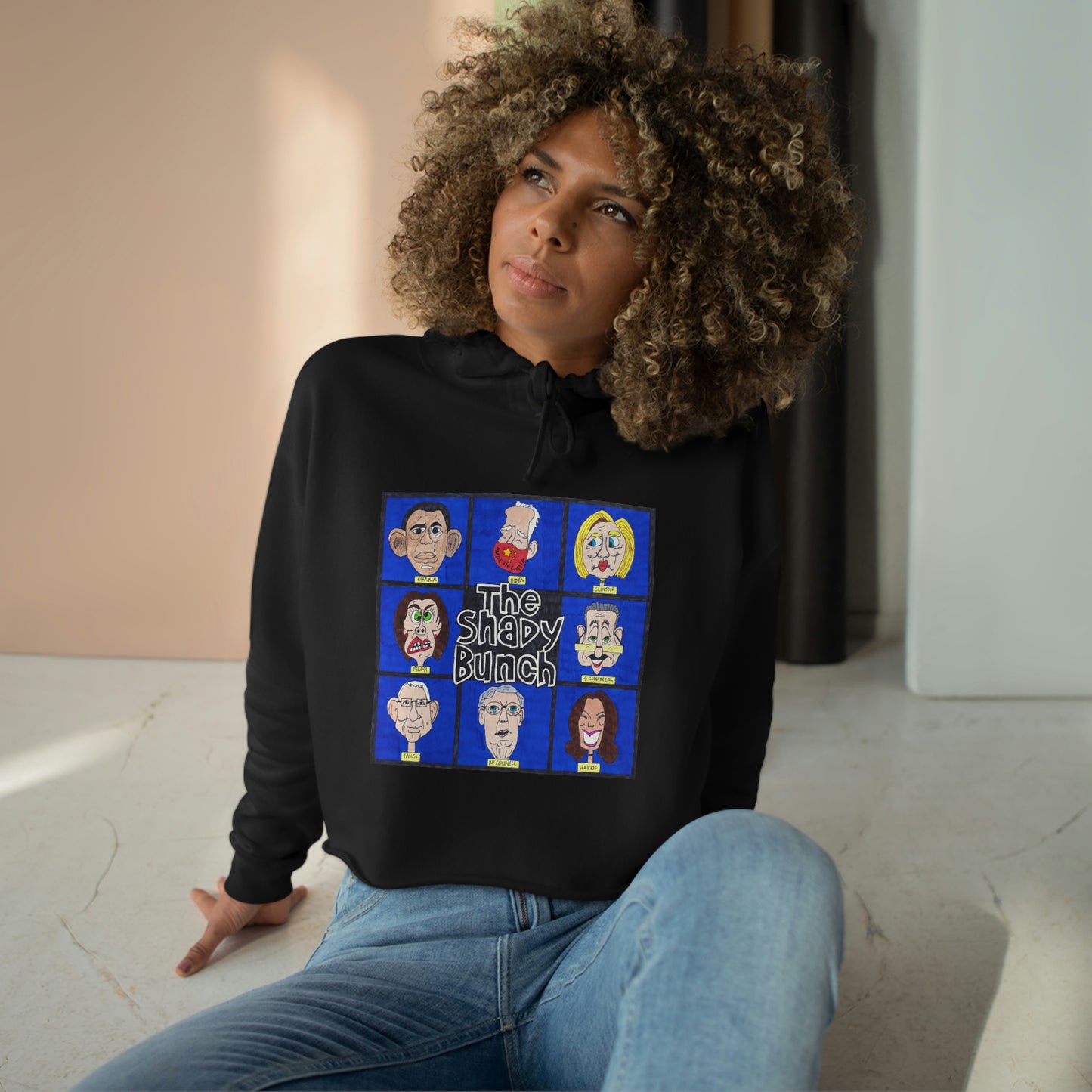 . THE SHADY BUNCH Patriotic Cropped Hoodie (XS-L):  Women's Lane Seven LS12000 - FREE SHIPPING