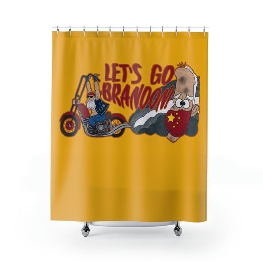 LET'S GO BRANDON:  100% Polyester Patriotic Biker Shower Curtain - FREE SHIPPING