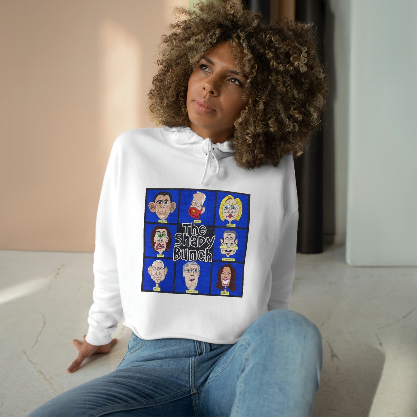 . THE SHADY BUNCH Patriotic Cropped Hoodie (XS-L):  Women's Lane Seven LS12000 - FREE SHIPPING