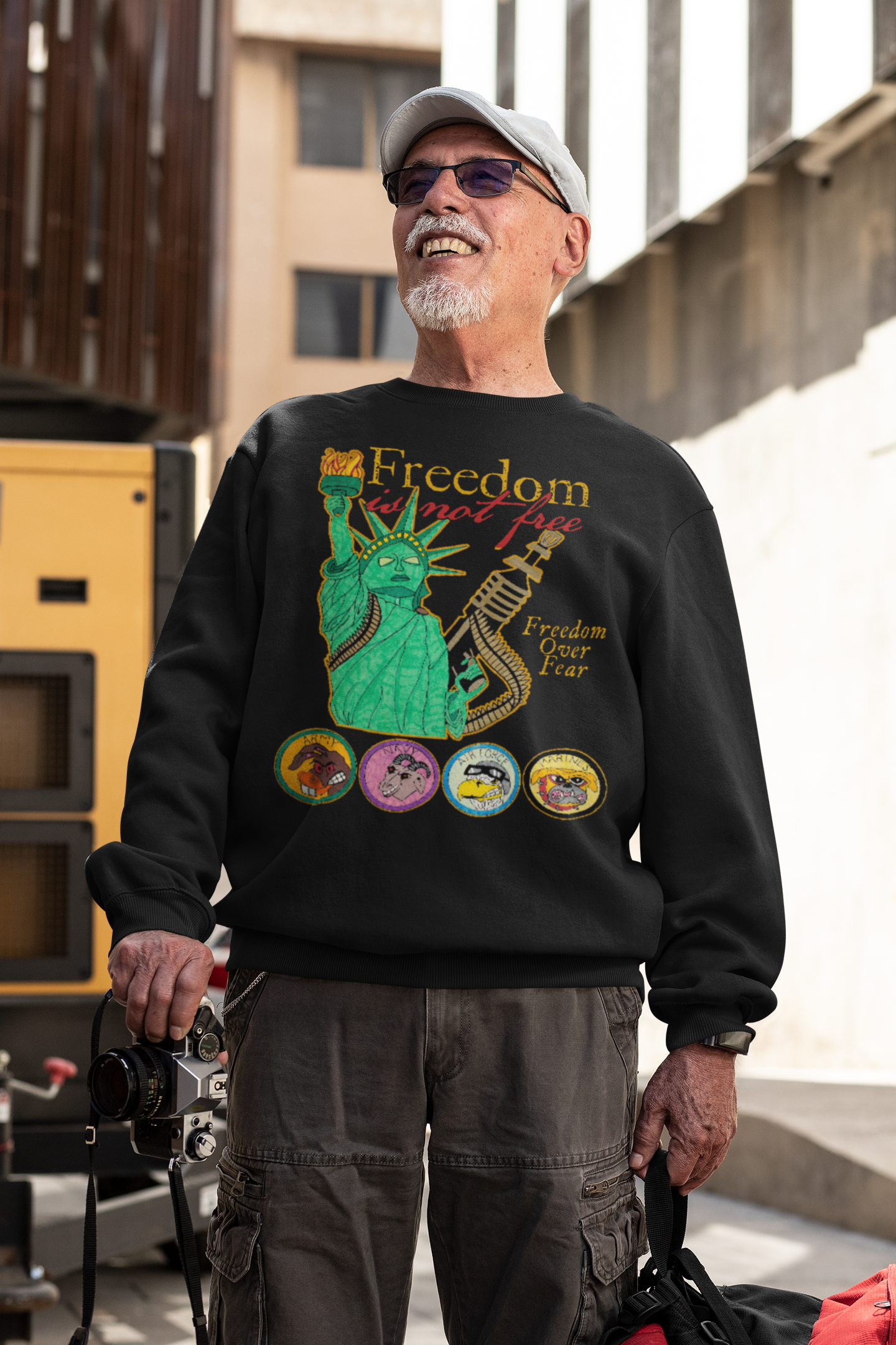 . FREEDOM IS NOT FREE Heavy Weight Patriotic Military Sweatshirt (S-5XL):  Men's Gildan 18000 - FREE SHIPPING