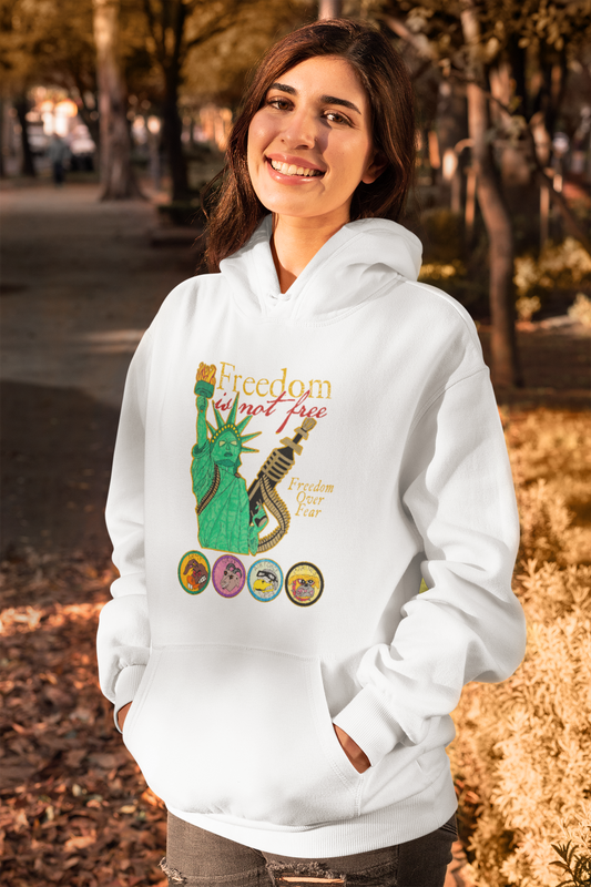 .. FREEDOM IS NOT FREE Heavy Weight Patriotic Military Hoodie (S-5XL):  Women's Gildan 18500 - FREE SHIPPING