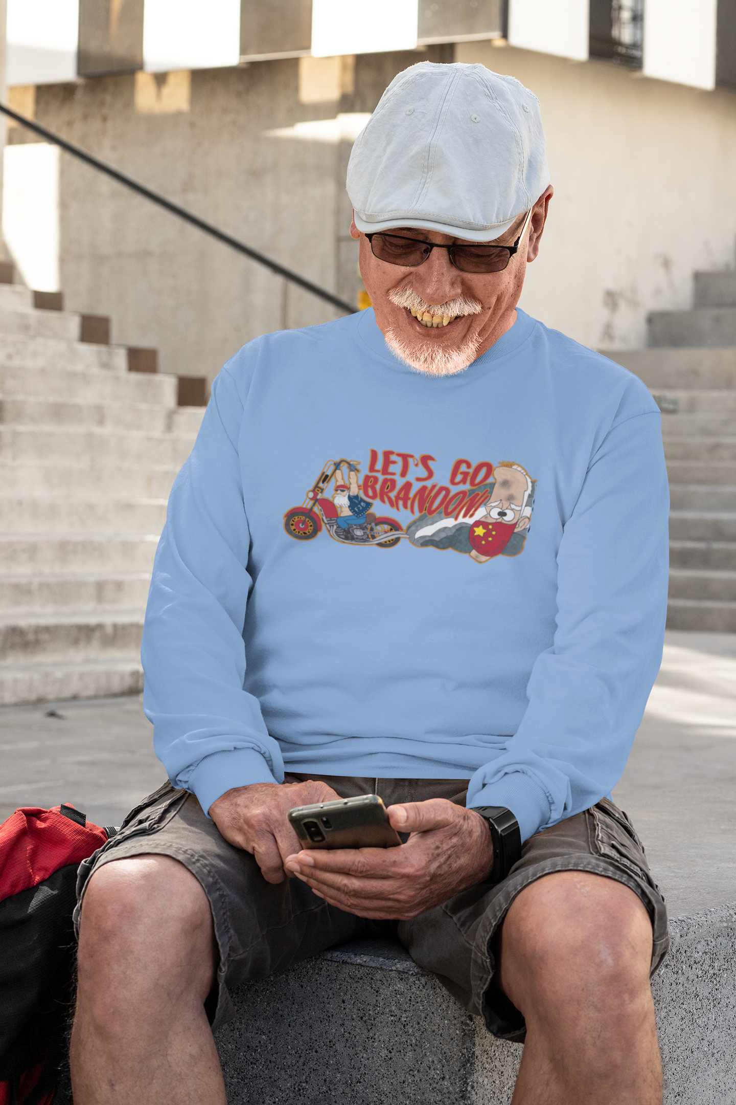 . LET'S GO BRANDON Heavy Weight Patriotic Biker Long Sleeve T-Shirt (S-2XL):  Men's Gildan 2400 - FREE SHIPPING