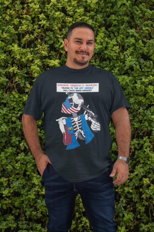 . LIBERAL BRAIN DAMAGE Plus Size Heavy Weight Patriotic Biker T-Shirt (S-5XL):  Men's Hanes Beefy-T® - FREE SHIPPING