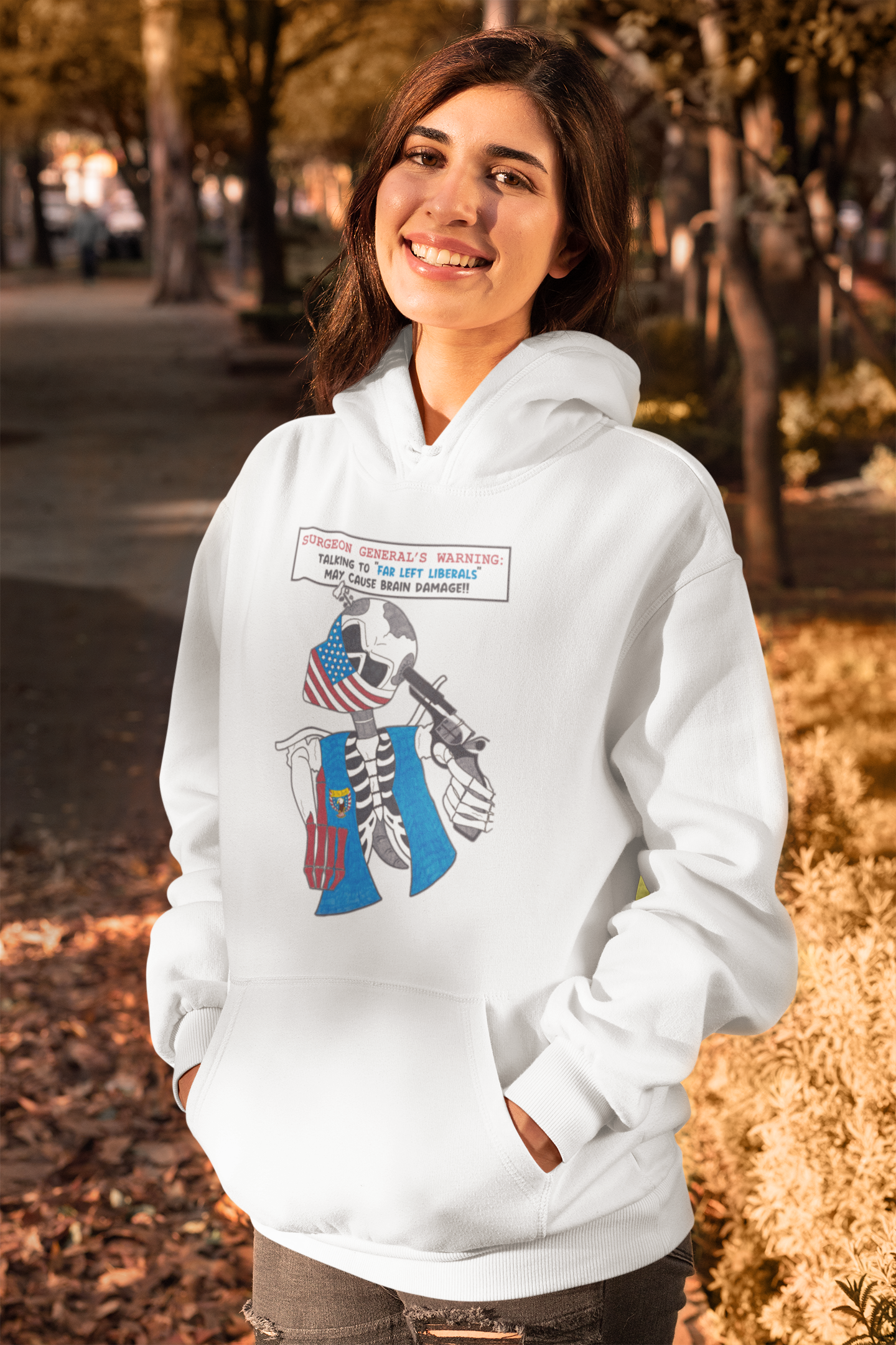 .. LIBERAL BRAIN DAMAGE Heavy Weight Patriotic Biker Hoodie (S-5XL): Women's Gildan 18500 - FREE SHIPPING