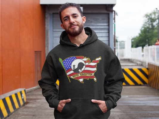 .. NEVER FORGOTTEN Heavy Weight Patriotic Military Hoodie (S-5XL):  Men's Gildan 18500 - FREE SHIPPING