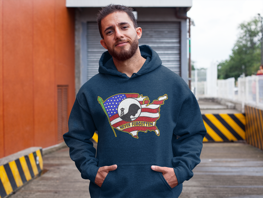 .. NEVER FORGOTTEN Heavy Weight Patriotic Military Hoodie (S-5XL):  Men's Gildan 18500 - FREE SHIPPING