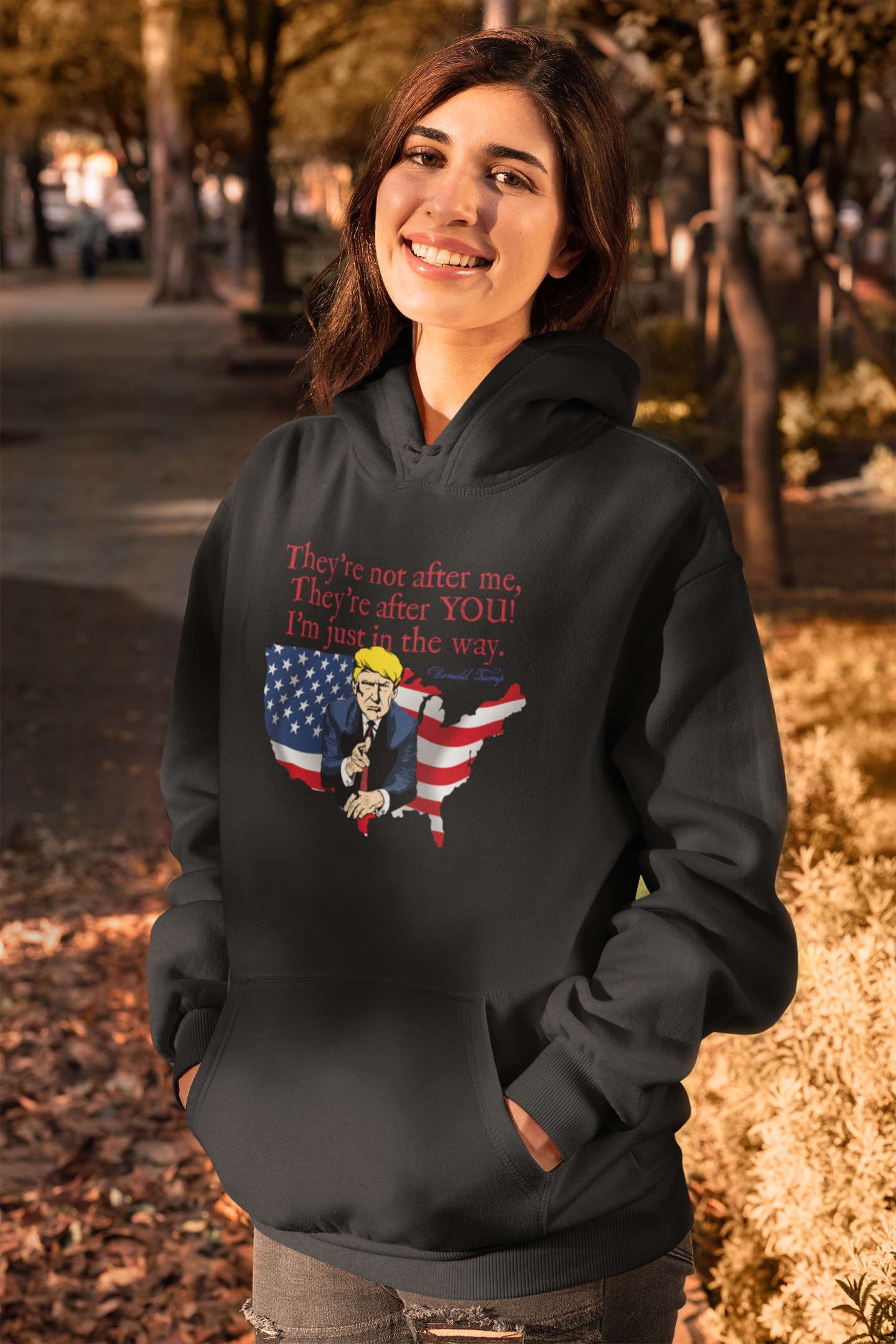 .. TRUMP Heavy Weight Patriotic Hoodie (S-5XL):  Women's Gildan 18500 - FREE SHIPPING