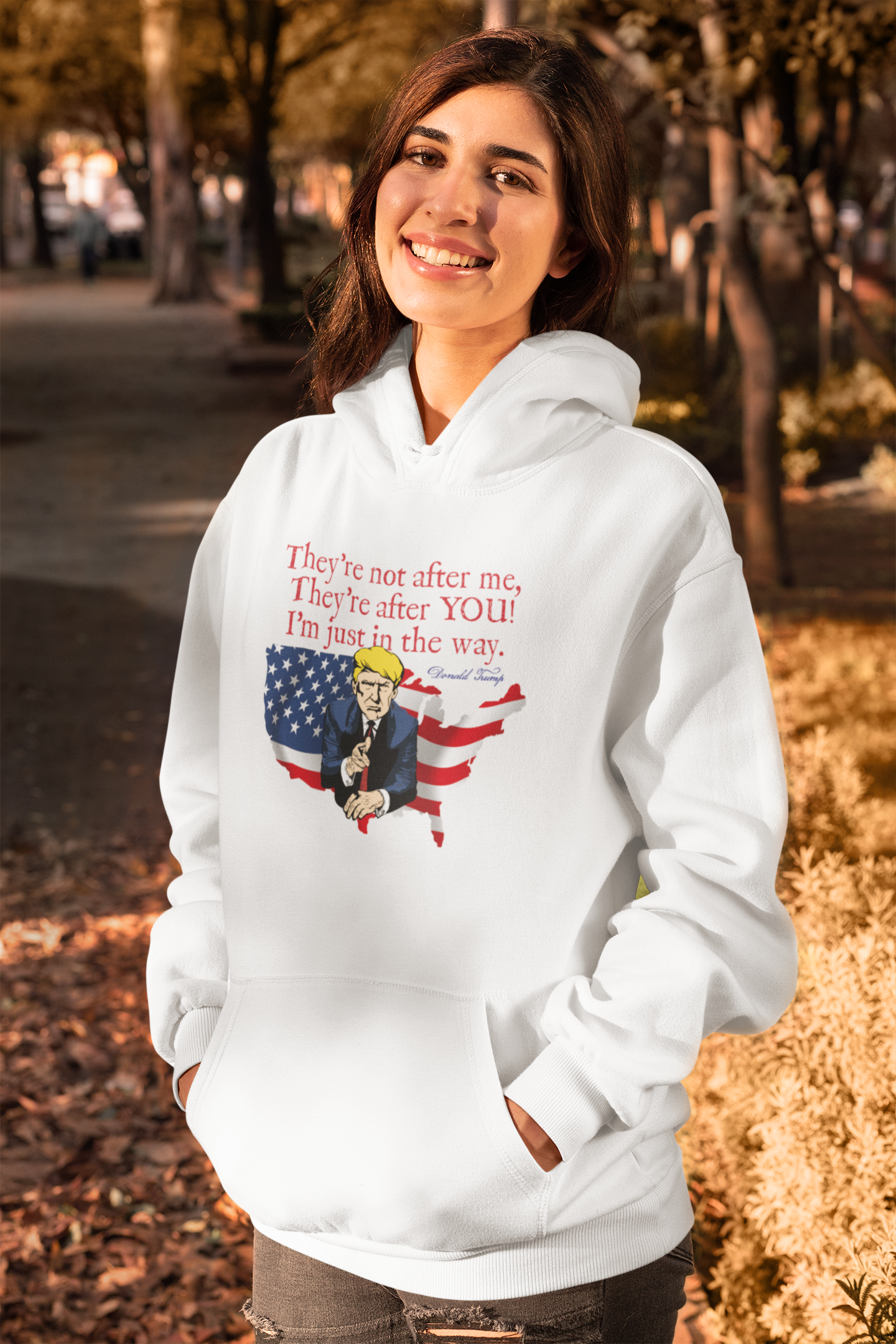 .. TRUMP Heavy Weight Patriotic Hoodie (S-5XL):  Women's Gildan 18500 - FREE SHIPPING