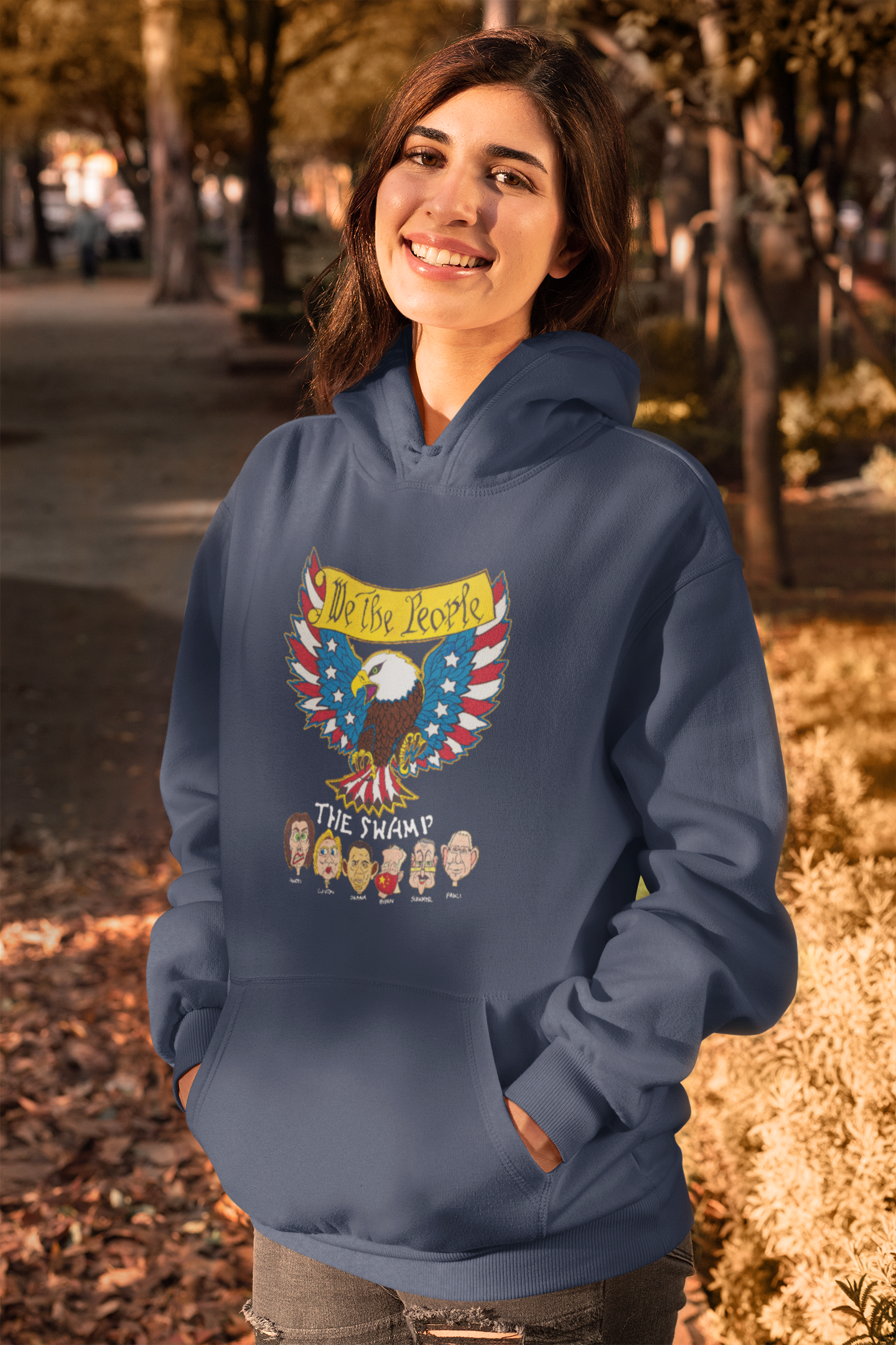 .. WE THE PEOPLE vs THE SWAMP Heavy Weight Patriotic Hoodie (S-5XL):  Women's Gildan 18500 - FREE SHIPPING