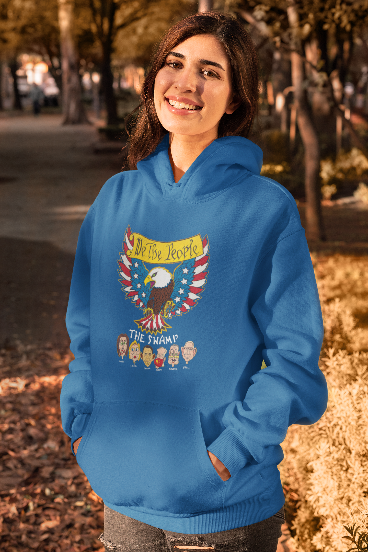 .. WE THE PEOPLE vs THE SWAMP Heavy Weight Patriotic Hoodie (S-5XL):  Women's Gildan 18500 - FREE SHIPPING