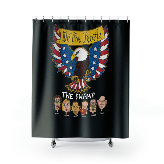WE THE PEOPLE vs THE SWAMP:  100% Polyester Patriotic Shower Curtain - FREE SHIPPING